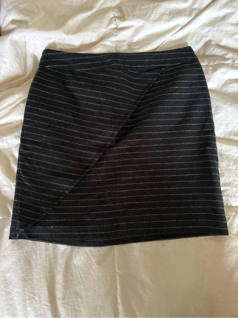 Madewell Black Pinstripe Mini Wrap Skirt